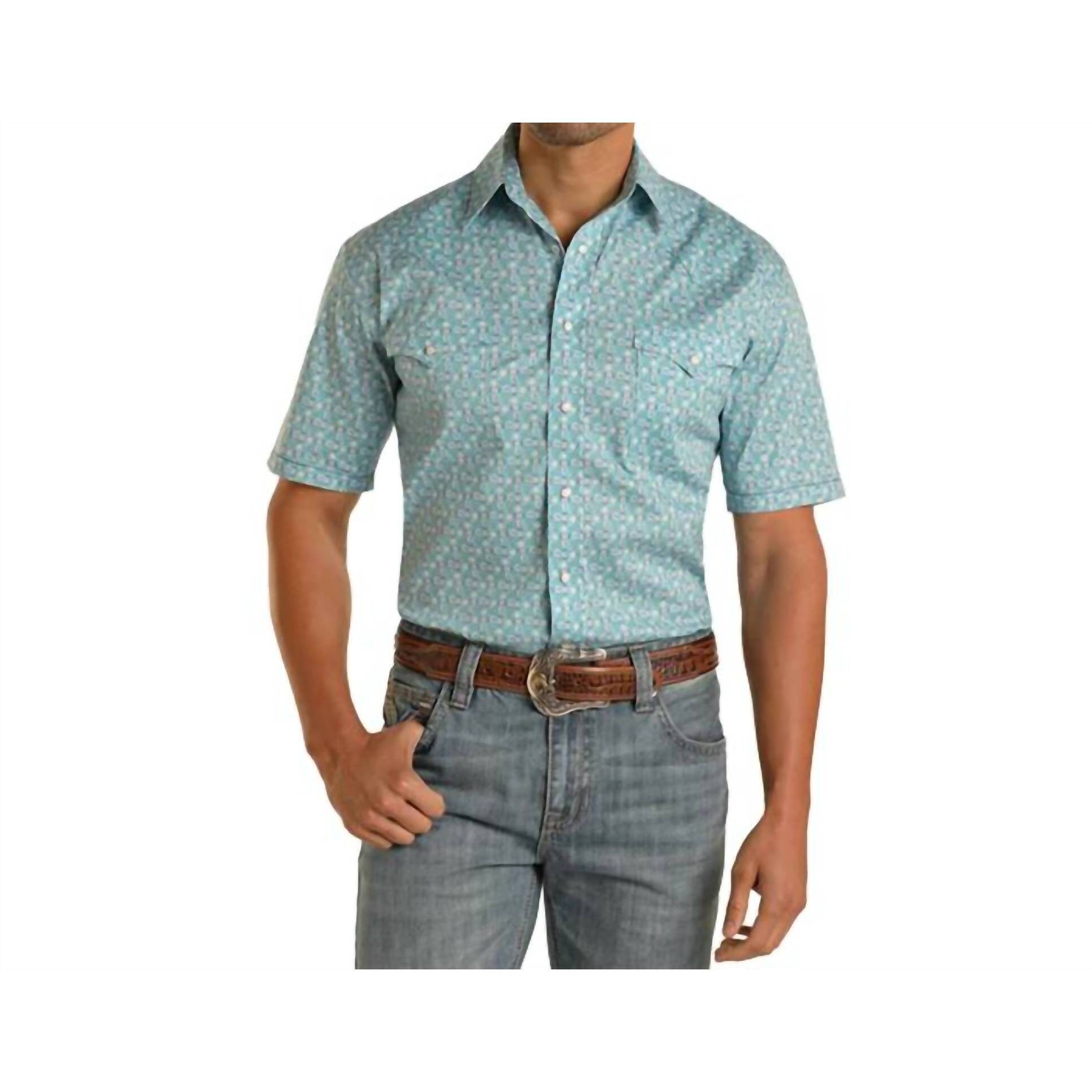 New Panhandle Wyatt Rough Stock Shirt In Aqua